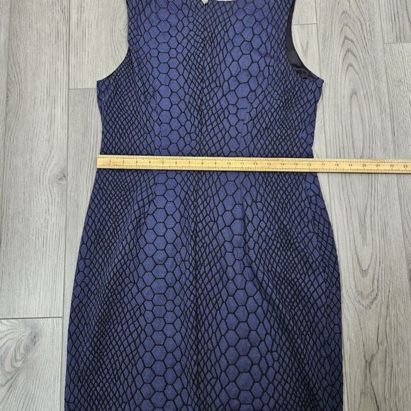 Nine West Dress Size 12P Sheath Knee length Reptile Print Blue/black Sleeveless - Picture 6 of 7